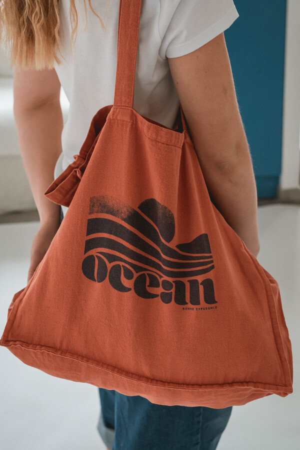 Orange canvas tote bag best sale